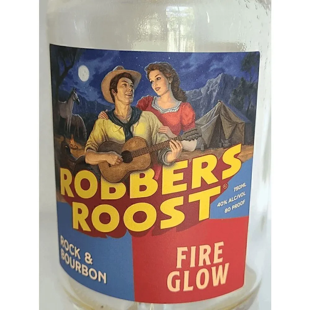 EMPTY Rare Collectible Robbers Roost Rock & Bourbon Fire Glow 750 ml Bottle